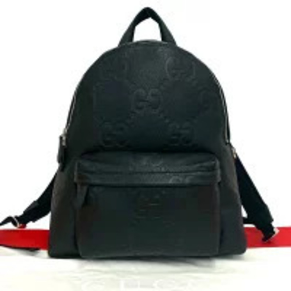 Gucci Jumbo GG Leather Backpack Rucksack Daypack Black